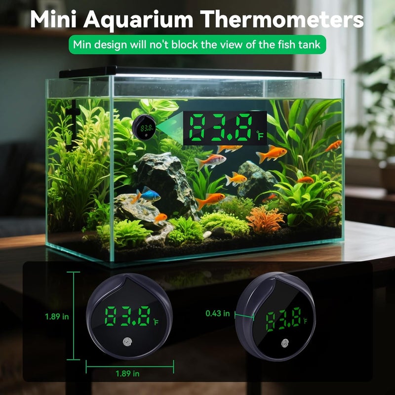 PAULTEMP Removable Aquarium Water Thermometer with Touch Screen Digital Fish Tank Thermometer LED Display ±1℉/0.5℃, Fish Tank Accessories for Betta, Axolotl, Shrimp, Turtle, Reptile and Aquatic (Dark Blue) - Image 5